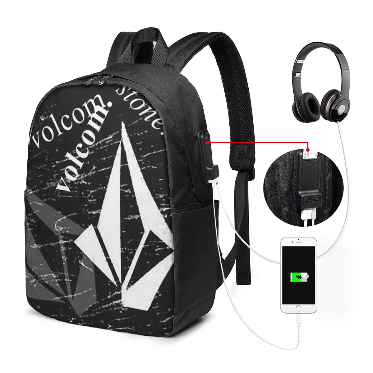 Women Bags Laptop - Zaino con logo V-Volcom, borsa da