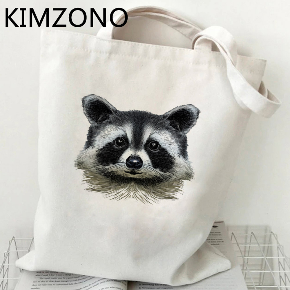 Women Bags Jute - Mapache shopping bag riutilizzabile canvas shopper