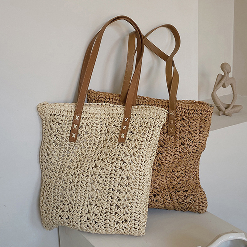 Borsa da spiaggia quadrata in  - Women'S Raffia Bags recensione e prezzo