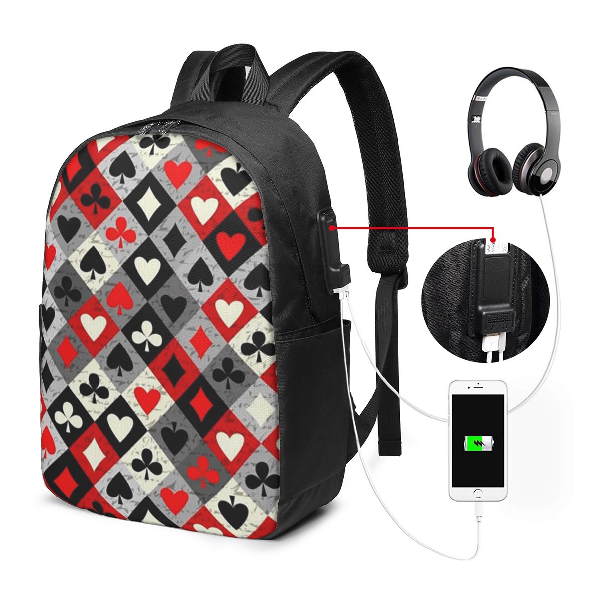 Zaino con stampa di carte da g - Women Bags Laptop recensione e prezzo