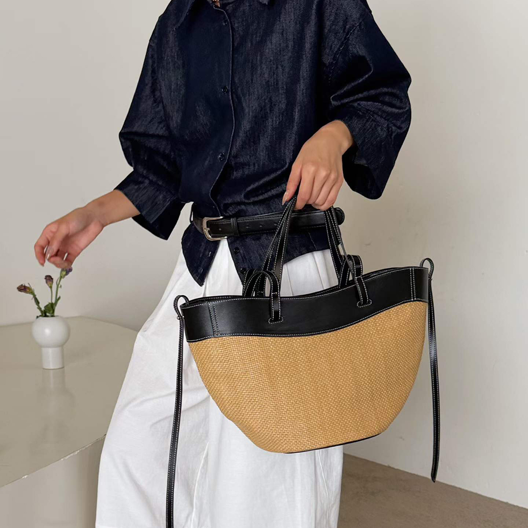 Borsa Tote in Vera Pelle e Raf - Women'S Raffia Bags recensione e prezzo